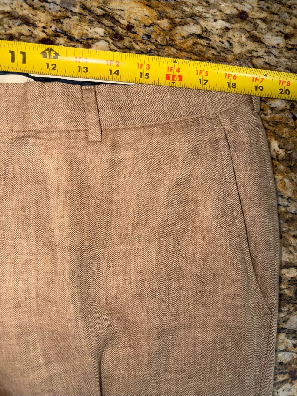 Brooks Brothers 1818 Fitzgerald Linen Dress Pants Tan Cuffed W38 Classic Fit